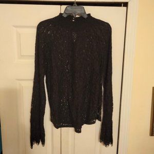 Bar 111 Lace Top Blouse with Long Bell Sleeves. Size L